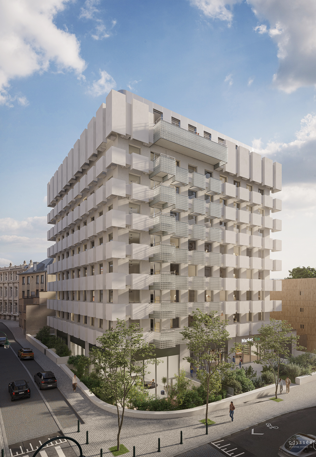Square building facade